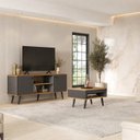 Ver imagem 1 de Conjunto Sala de Estar Tóquio 2 Peças Rack para TV e Mesa Centro Cor Grafite/Lamina Mel C00D1350MC15