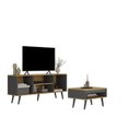 Ver imagem 4 de Conjunto Sala de Estar Tóquio 2 Peças Rack para TV e Mesa Centro Cor Grafite/Lamina Mel C00D1350MC15