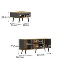 Ver imagem 3 de Conjunto Sala de Estar Tóquio 2 Peças Rack para TV e Mesa Centro Cor Grafite/Lamina Mel C00D1350MC15