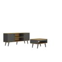 Ver imagem 2 de Conjunto Sala de Estar Tóquio 2 Peças Rack para TV e Mesa Centro Cor Grafite/Lamina Mel C00D1350MC15
