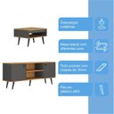 Ver imagem 5 de Conjunto Sala de Estar Tóquio 2 Peças Rack para TV e Mesa Centro Cor Grafite/Lamina Mel C00D1350MC15