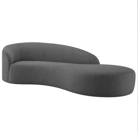 Divã Recamier Orgânico França 180cm Lado Direito Linho Cinza Escuro