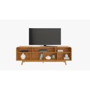 Ver imagem 1 de Rack Cristal Pata Tv 70'' Pés de Madeira com 2 Portas e 3 Nichos