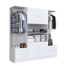 Guarda Roupas Closet Casal 182,4cm 04 Portas 04 Gavetas Gr1800 Art In Móveis - Branco - 4