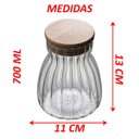 Ver imagem 5 de Kit 3 Pote Hermético com Tampa Bambu de Vidro 450ml 700ml 1l