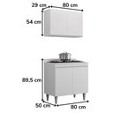 Ver imagem 3 de Armario Aereo e Balcao com Tampo 80 Cm Bp Branco Eratto Moveis