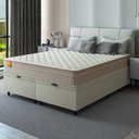 Ver imagem 3 de Cama Box Baú Casal Queen Colchão Molas Qatar 158x198x63cm Bege/branco Inducol