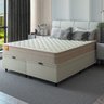 Cama Box Baú Casal Queen Colchão Molas Qatar 158x198x63cm Bege/branco Inducol - 3