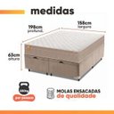 Ver imagem 4 de Cama Box Baú Casal Queen Colchão Molas Qatar 158x198x63cm Bege/Branco Inducol