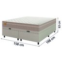 Ver imagem 4 de Cama Box Baú Casal Queen Colchão Molas Qatar 158x198x63cm Bege/branco Inducol