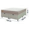 Cama Box Baú Casal Queen Colchão Molas Qatar 158x198x63cm Bege/branco Inducol - 4