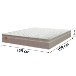 Cama Box Baú Casal Queen Colchão Molas Qatar 158x198x63cm Bege/branco Inducol - 5