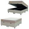 Cama Box Baú Casal Queen Colchão Molas Qatar 158x198x63cm Bege/branco Inducol - 1