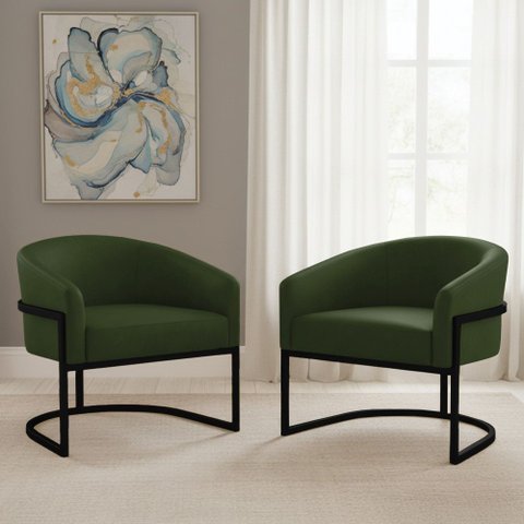 Poltrona Sala Decorativa Kit 2 Arielle Industrial Preto Sintético Pu D03 - D’Rossi