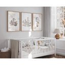 Ver imagem 2 de Kit 3 Quadros Animais Avião Balão Arco Íris Azul Quarto Menino Infantil Bebê