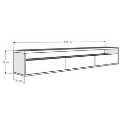 Rack Suspenso para TV Life 1.36 Off White com Freijó - MóveisAqui - 5