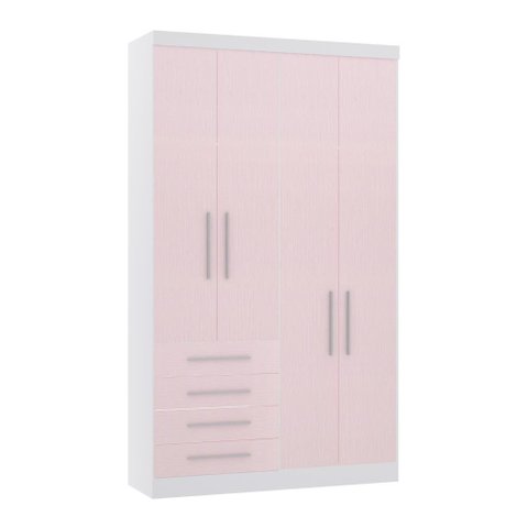 Guarda Roupa Dormitório Modulado Alpes 4 Portas 4 Gavetas - Módulo Luciane:rosa