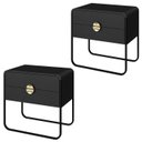Ver imagem 1 de Kit 02 Mesas de Cabeceira 2g Organica 60 Cm 28062 Nero Preto Artesano