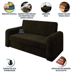 Sofá Cama Beny Versátil 2 Lugares em Veludo Selmer - 4