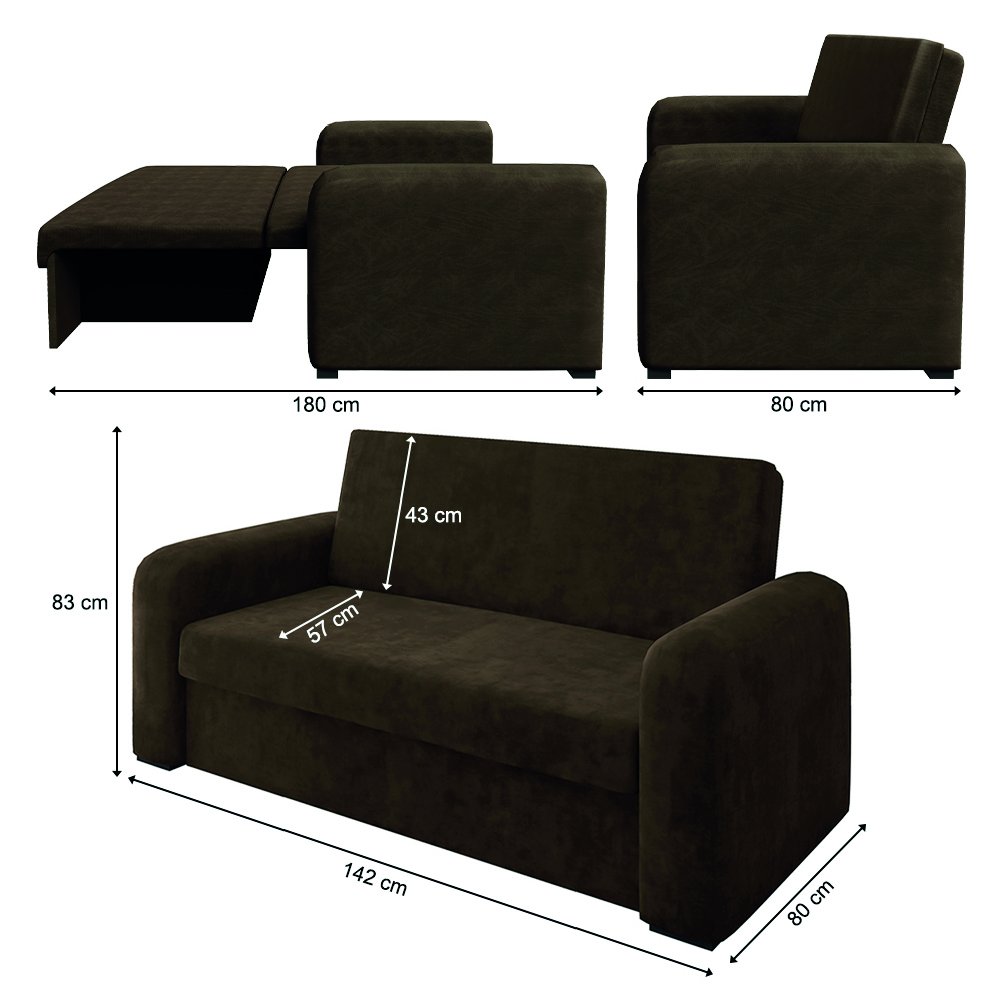 Sofá Cama Beny Versátil 2 Lugares em Veludo Selmer - 3
