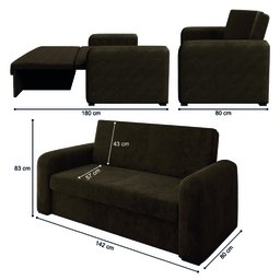 Sofá Cama Beny Versátil 2 Lugares em Veludo Selmer - 3