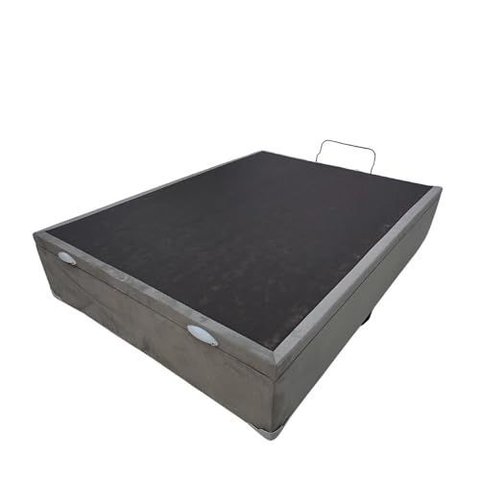 Base de Cama Box com Baú Viuva ou Casal em Suede - Cinza - Casal