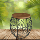 Ver imagem 3 de Banco Barril com Detalhe em Arabesco Rococó em Madeira de Demolição e Ferro