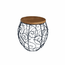 Ver imagem 1 de Banco Barril com Detalhe em Arabesco Rococó em Madeira de Demolição e Ferro