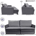 Ver imagem 3 de Sofá sem Caixa Retrátil Baú 1,75m Lounge Linho Cinza Escuro Cama inbox