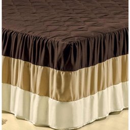Colcha Casal Queen Realeza 03 Peças Bordado Tecido Politafetá - Tabaco - 2