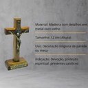 Ver imagem 2 de Crucifixo Cruz Medalha São Bento Eis o Cordeiro de Deus Parede Mesa 12 Cm