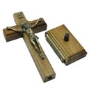 Ver imagem 5 de Crucifixo Cruz Medalha São Bento Eis o Cordeiro de Deus Parede Mesa 12 Cm
