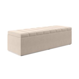 Calçadeira Baú Navi 195 para Cama King Z-003 Sued Bege Aradecor - 3