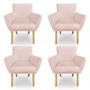 Ver imagem 1 de Kit 4 Poltronas Decorativa Leticia Suede Rosa Bebê Pés Palito Castanho - Pallazio