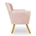 Ver imagem 5 de Kit 4 Poltronas Decorativa Leticia Suede Rosa Bebê Pés Palito Castanho - Pallazio