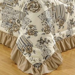 Colcha Casal Queen Veneza 05 Peças Dupla Face Com Lençol - Caqui - 2