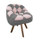 Ver imagem 2 de Poltrona Paloma Escritório Sala Giratória Madeira Suede Cinza e Suede Rosa Bebê - Dominic Decor