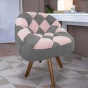 Ver imagem 1 de Poltrona Paloma Escritório Sala Giratória Madeira Suede Cinza e Suede Rosa Bebê - Dominic Decor