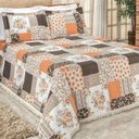 Ver imagem 1 de Cobre Leito Queen La Bella 03 Peças com Franja - Patchwork Laranja