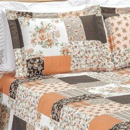 Cobre Leito Queen La Bella 03 Peças com Franja - Patchwork Laranja - 2 Cobre Leito Queen La Bella 03 Peças com Franja - Patchwork Laranja - 2