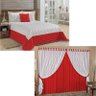 Kit Cortina Eloá 2,60m x 1,60m + Cobre Leito Casal Rubi - Vermelho - 1