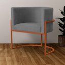 Ver imagem 6 de Poltrona Decorativa Luana Linho Cinza Base Bronze - Fm