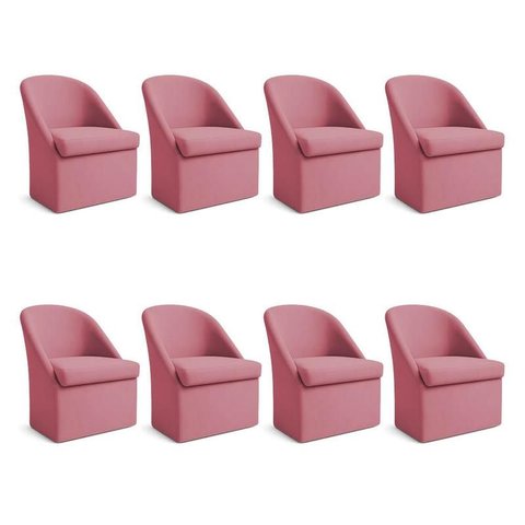 Kit 8 Poltronas Decorativa Malli Veludo - Pallazio Cor:Rosa