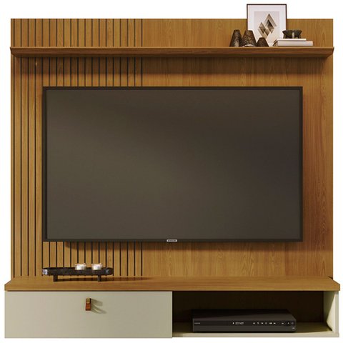 Painel Suspenso para Tv 55 Polegadas 1 Porta Basculante Isis Cumaru/opala