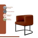 Ver imagem 5 de Poltrona Decorativa Arredondada Emi Base de Ferro Preto Fosco em Veludo Terracota Estofama