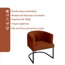 Ver imagem 6 de Poltrona Decorativa Arredondada Emi Base de Ferro Preto Fosco em Veludo Terracota Estofama