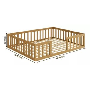 Cama Queen Montessoriane com Grade Nogueira Nemargi