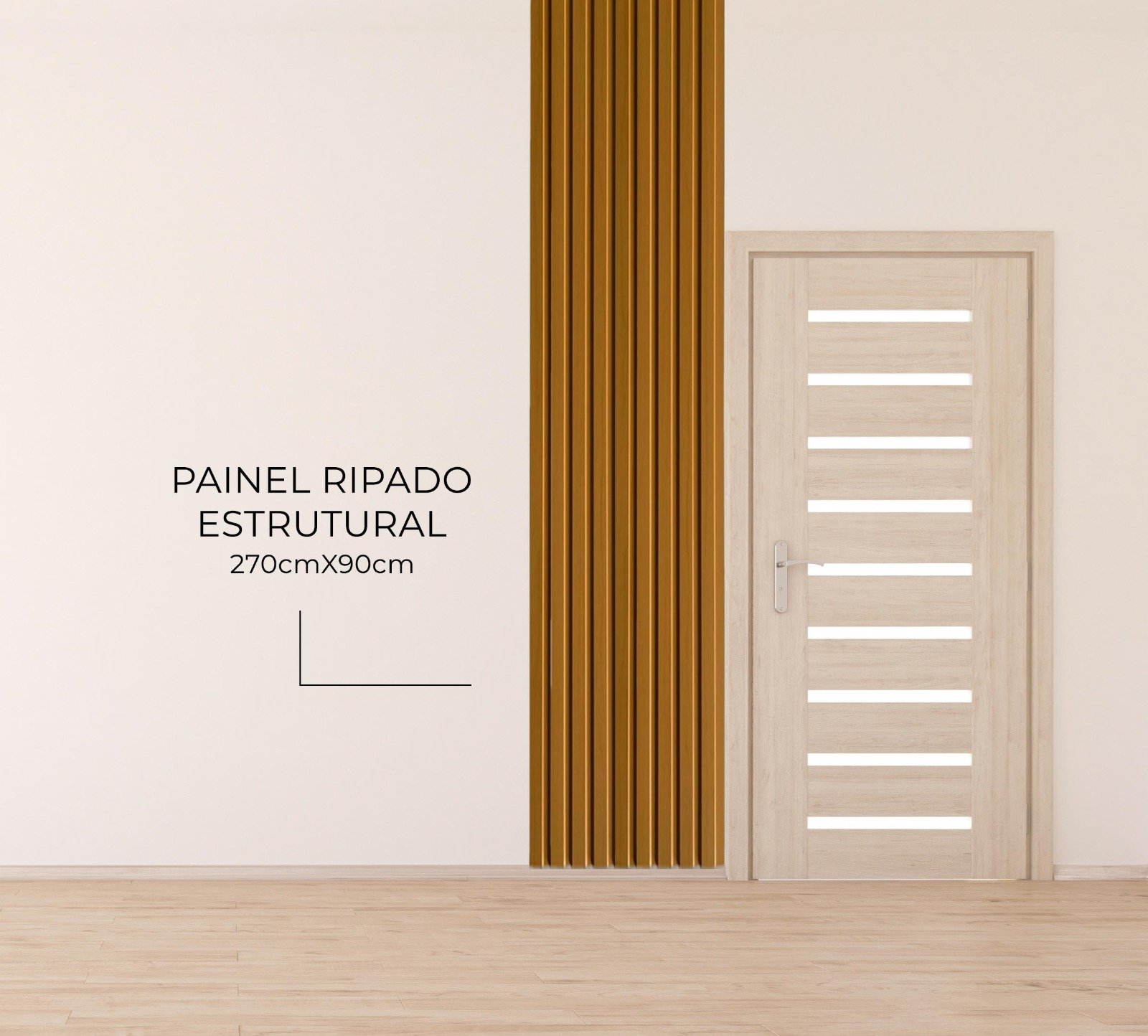 Painel Ripado Estrutural 270x90cm: 01 Unid. (2,43m²) Mdf -talatto Painéis - Gianduia - 4