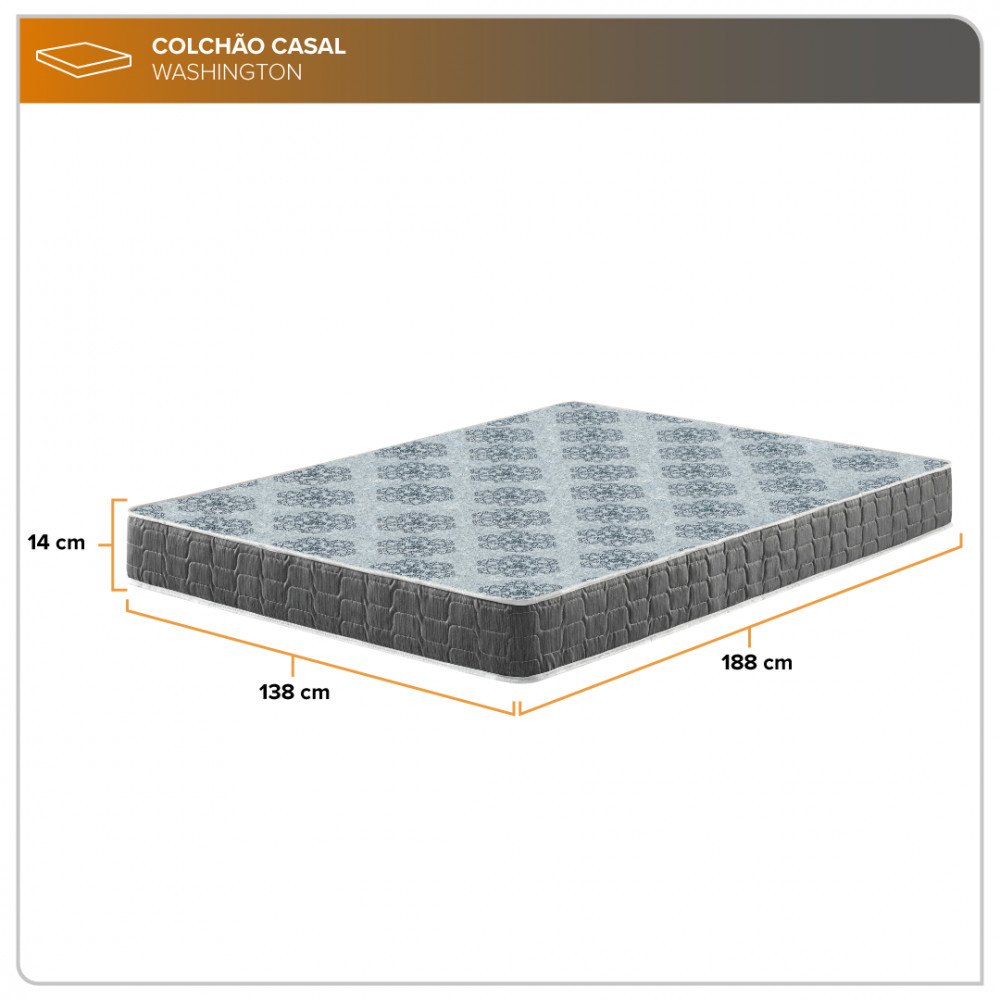 Colchão Casal Anjos Washington Espuma D23 Liso 138x188x14cm - 3