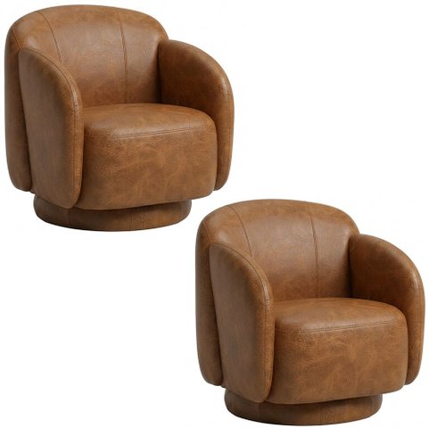 Kit 2 Poltronas Decorativa Avany Base Fixa Corano Caramelo - Nexta Casa